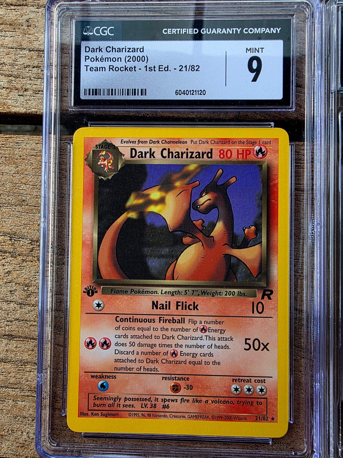 Dark Charizard 1st Edition CGC 9 MINT - Team Rocket, Ophalen of Verzenden, Zo goed als nieuw, Losse kaart