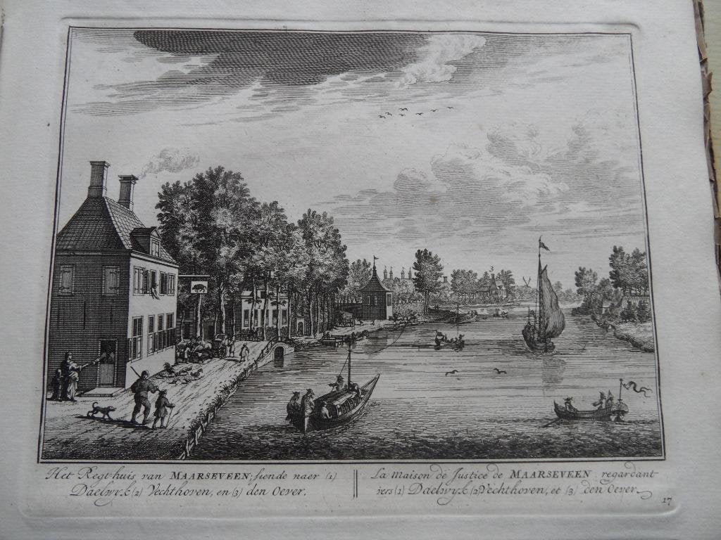 17 Maarseveen het Rechthuis Kopergravure 1719, Ophalen of Verzenden