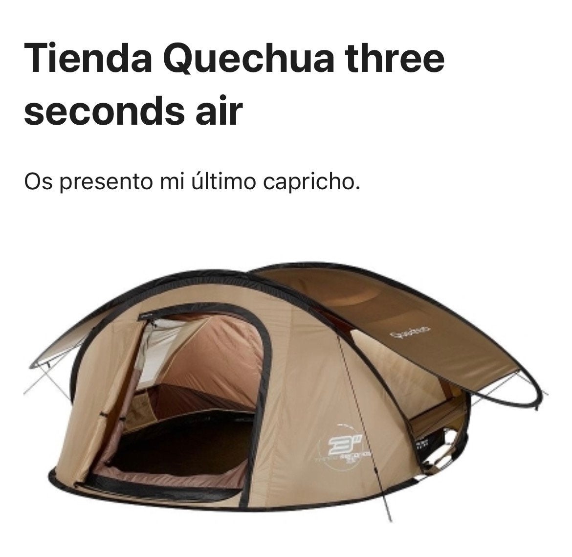 Quechua 3 Seconds Air Festival Tent - Snel Opgezet!, Ophalen, Gebruikt, Tot en met 2