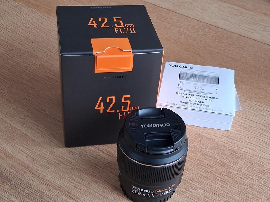 Yongnuo YN42.5mm F1.7 M II lens voor Micro Four Thirds, Ophalen of Verzenden, Zo goed als nieuw, Standaardlens