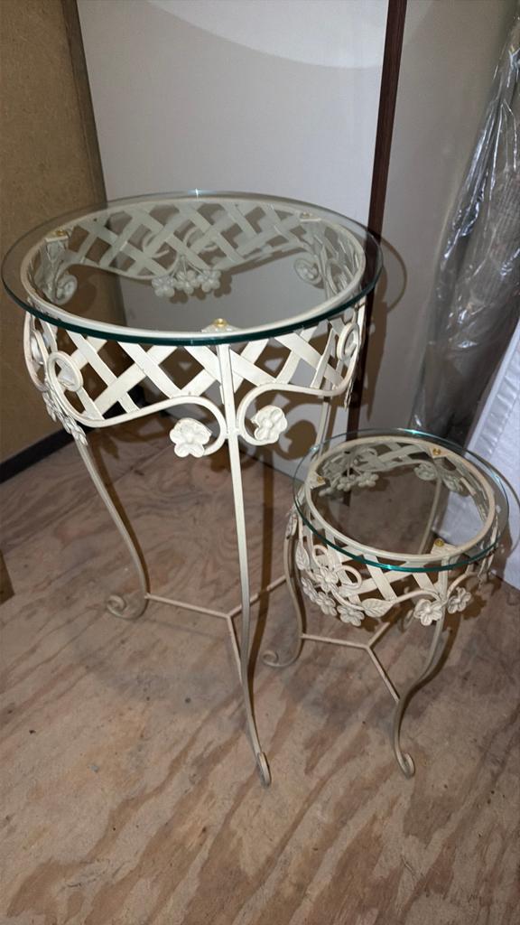 Bijzettafels met glas, 45 tot 60 cm, Minder dan 55 cm, Rond, Ophalen of Verzenden