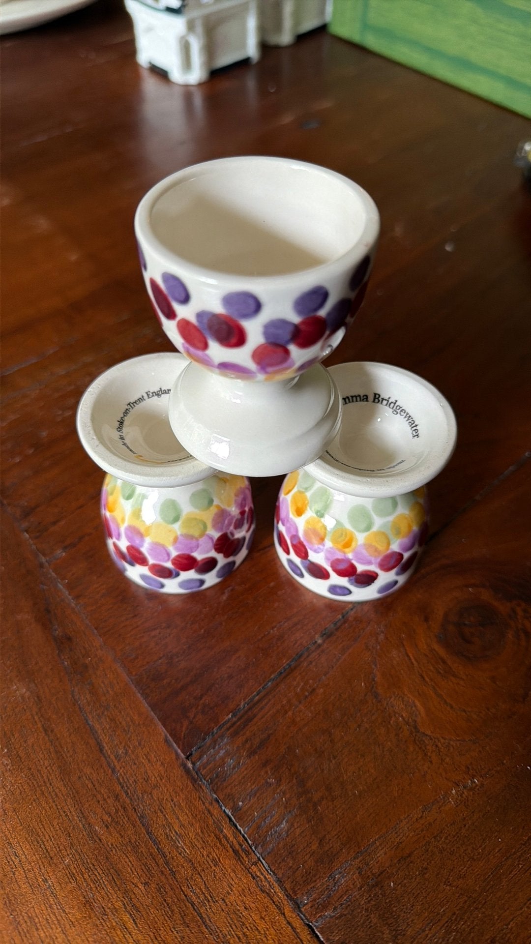 Emma Bridgewater RAINBOW DOTS  eierdoppen, Ophalen of Verzenden, Zo goed als nieuw, Overige stijlen