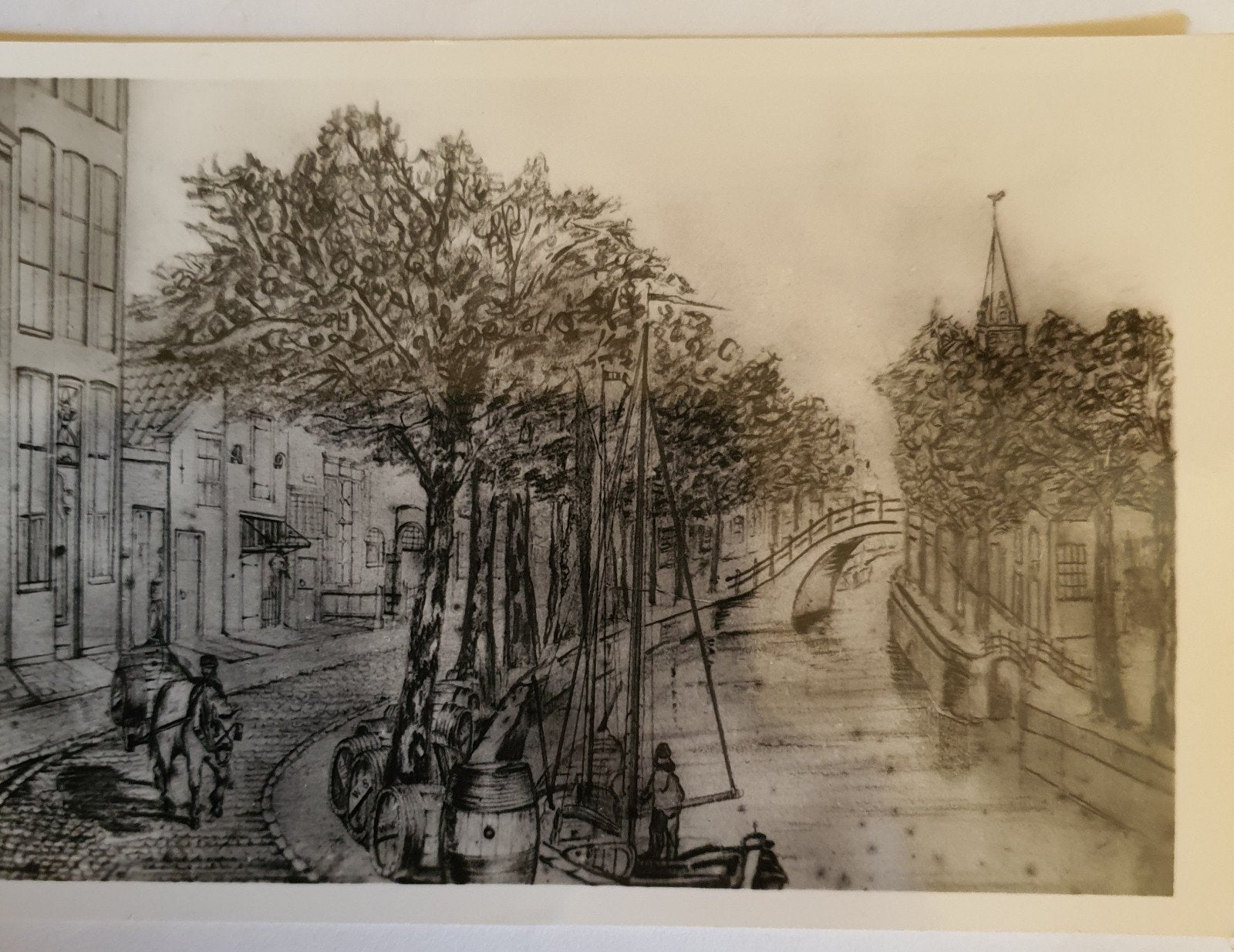 Gouda gouwe met st joostbrug, Ophalen of Verzenden, Voor 1940, Gebruikt, Overige onderwerpen