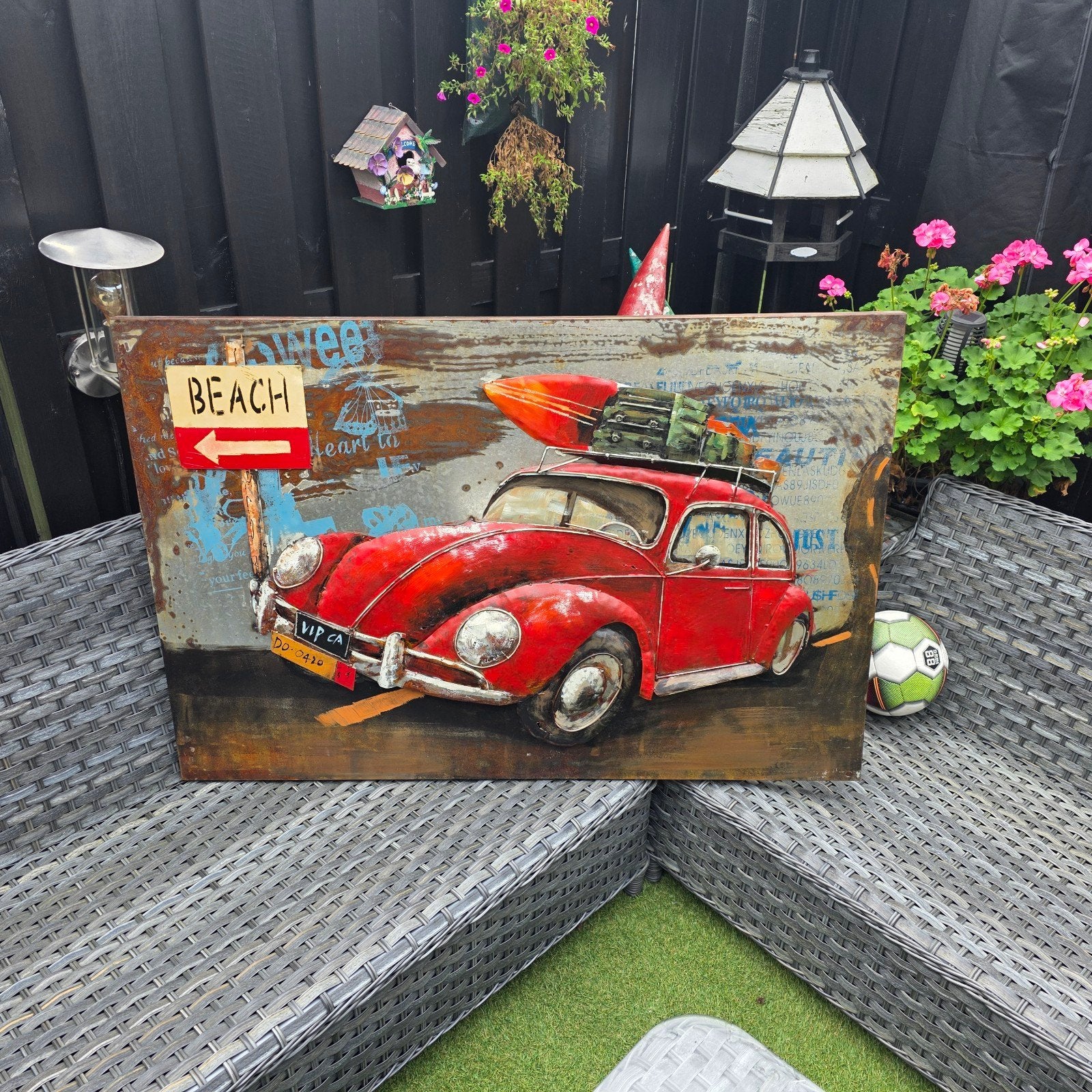 Wanddecoratie Kever met Surfplank - Strand Thema
