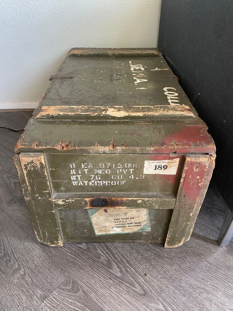 legerkist, Huis en Inrichting, Woonaccessoires | Kisten, Ophalen, Gebruikt, 50 tot 100 cm, Minder dan 50 cm