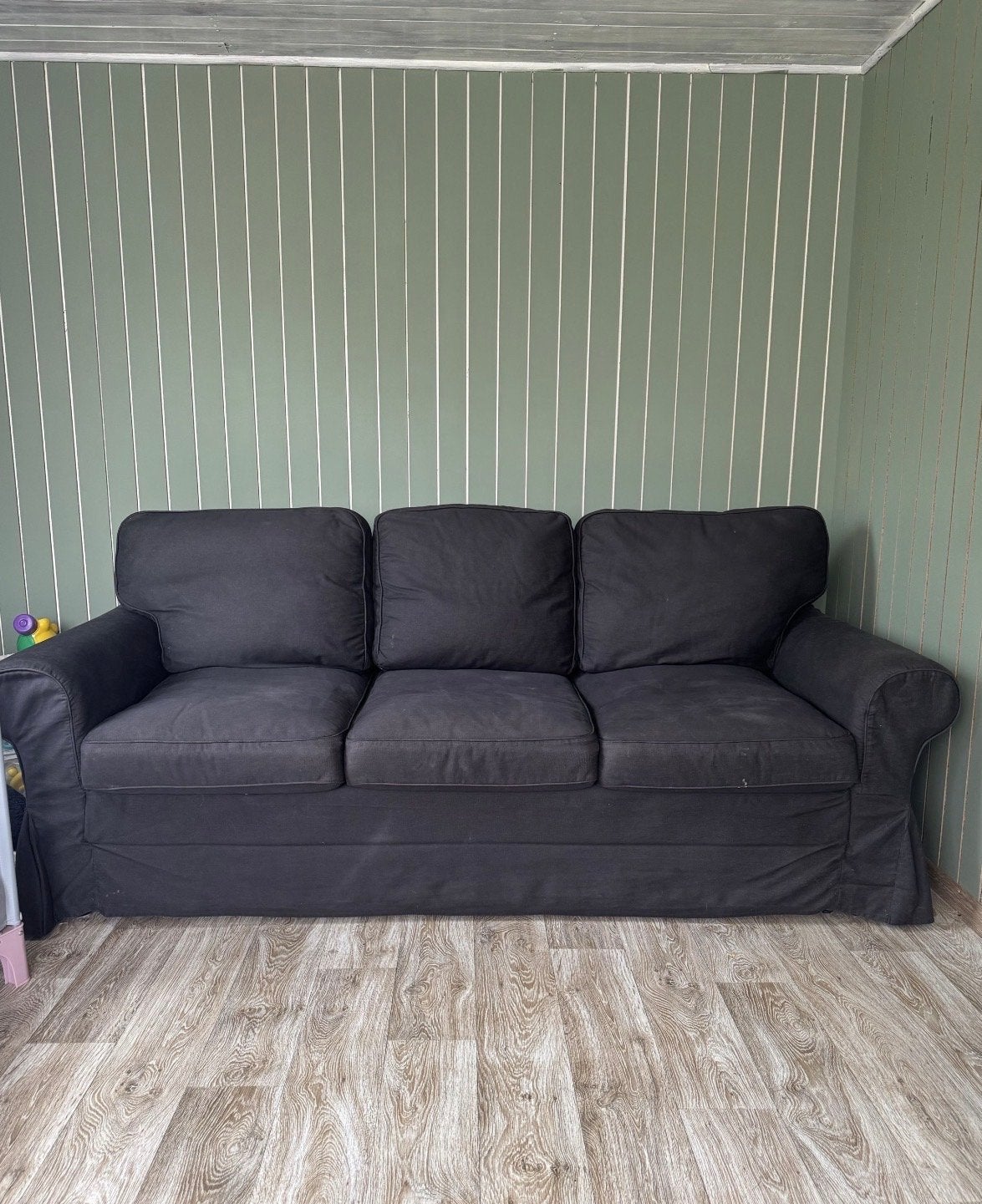 IKEA Ektorp slaapbank 3-zits, Ophalen, Gebruikt, Zwart, Tweepersoons