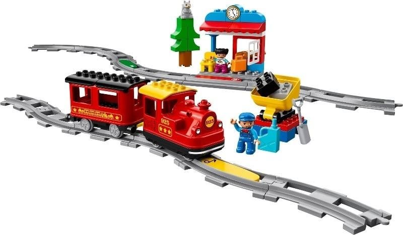 Duplo Treinset met locomotief, rails en tankstation, Kinderen en Baby's, Speelgoed | Duplo en Lego, Gebruikt, Ophalen of Verzenden