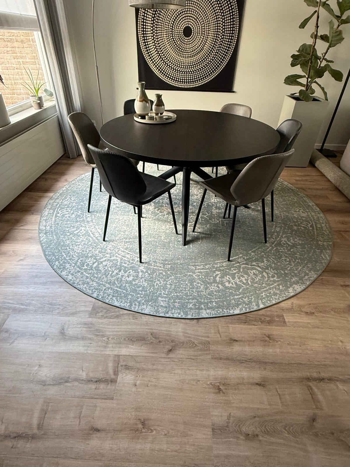 Stijlvol vloerkleed, rond en rechthoekig, groen/beige, Ophalen, Rond, Zo goed als nieuw, 200 cm of meer