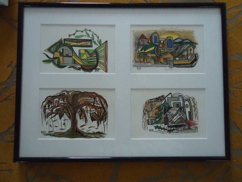 Vierluik van Edith Detmers K.(EDK) Lente Zomer Herfst Winter, Verzenden, Passe-partout, Landschap