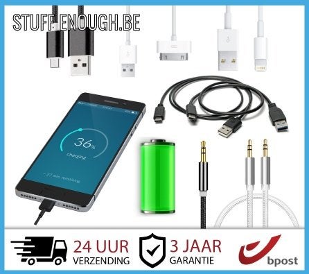 Oplaadkabels iPhone Samsung Xiaomi Micro USB-C Lightning A+, Verzenden, USB-C, Nieuw, Oplaadkabel