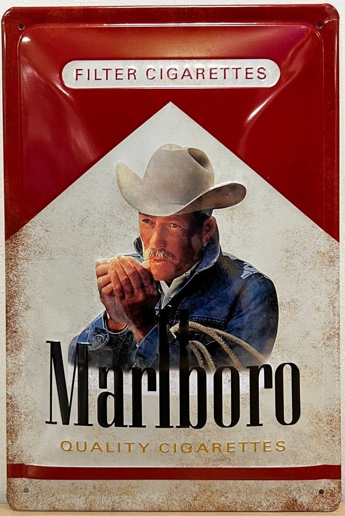 Marlboro cowboy sigaretten relief reclamebord van metaal