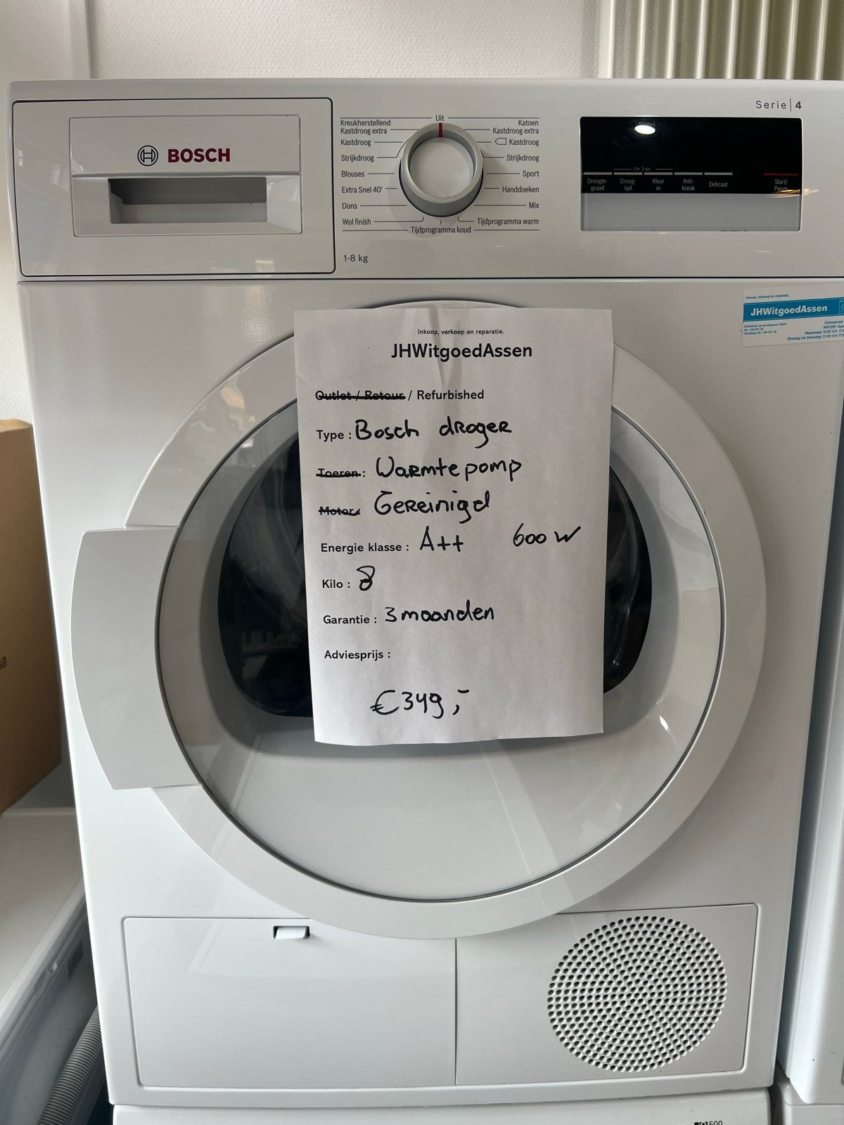 Bosch Serie 4 Warmtepompdroger - 8kg - A++, Anti-kreukfase, 8 tot 10 kg, Ophalen of Verzenden, Voorlader