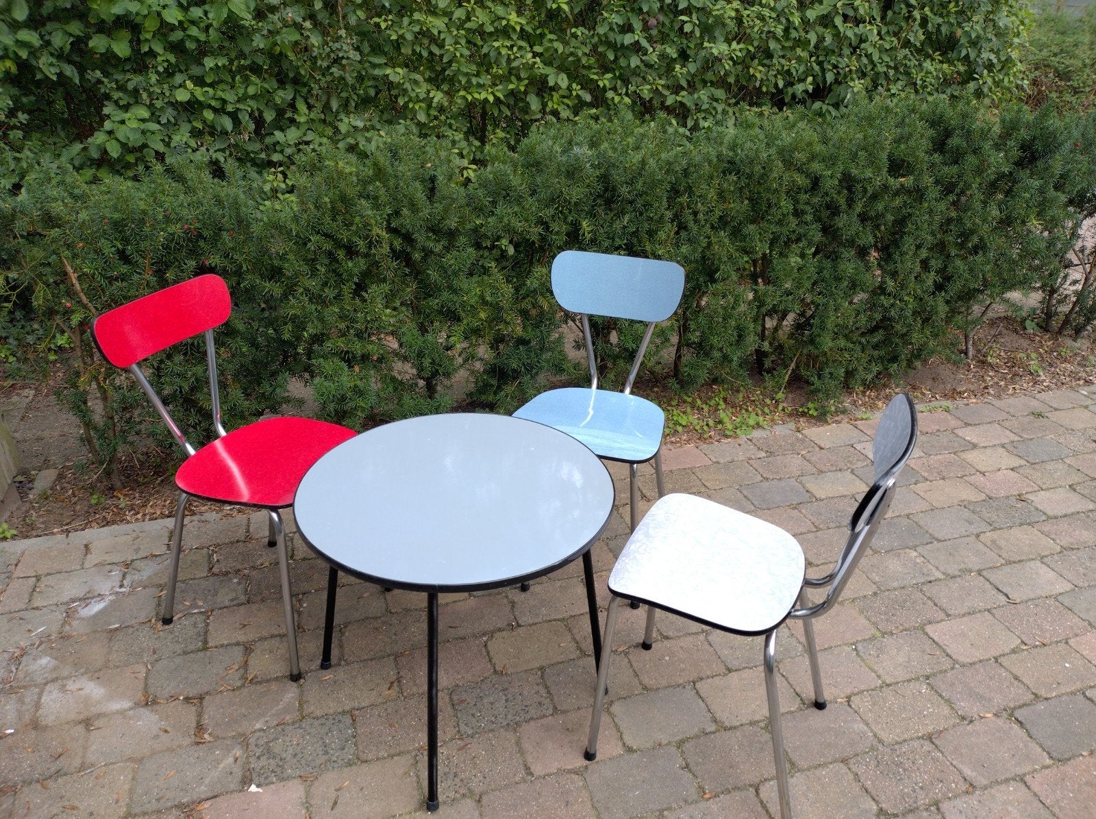 Vintage stoelen en tafel - Jaren '60 stijl, Overige kleuren, Drie, Ophalen of Verzenden, Vintage, Jaren '60, Retro
