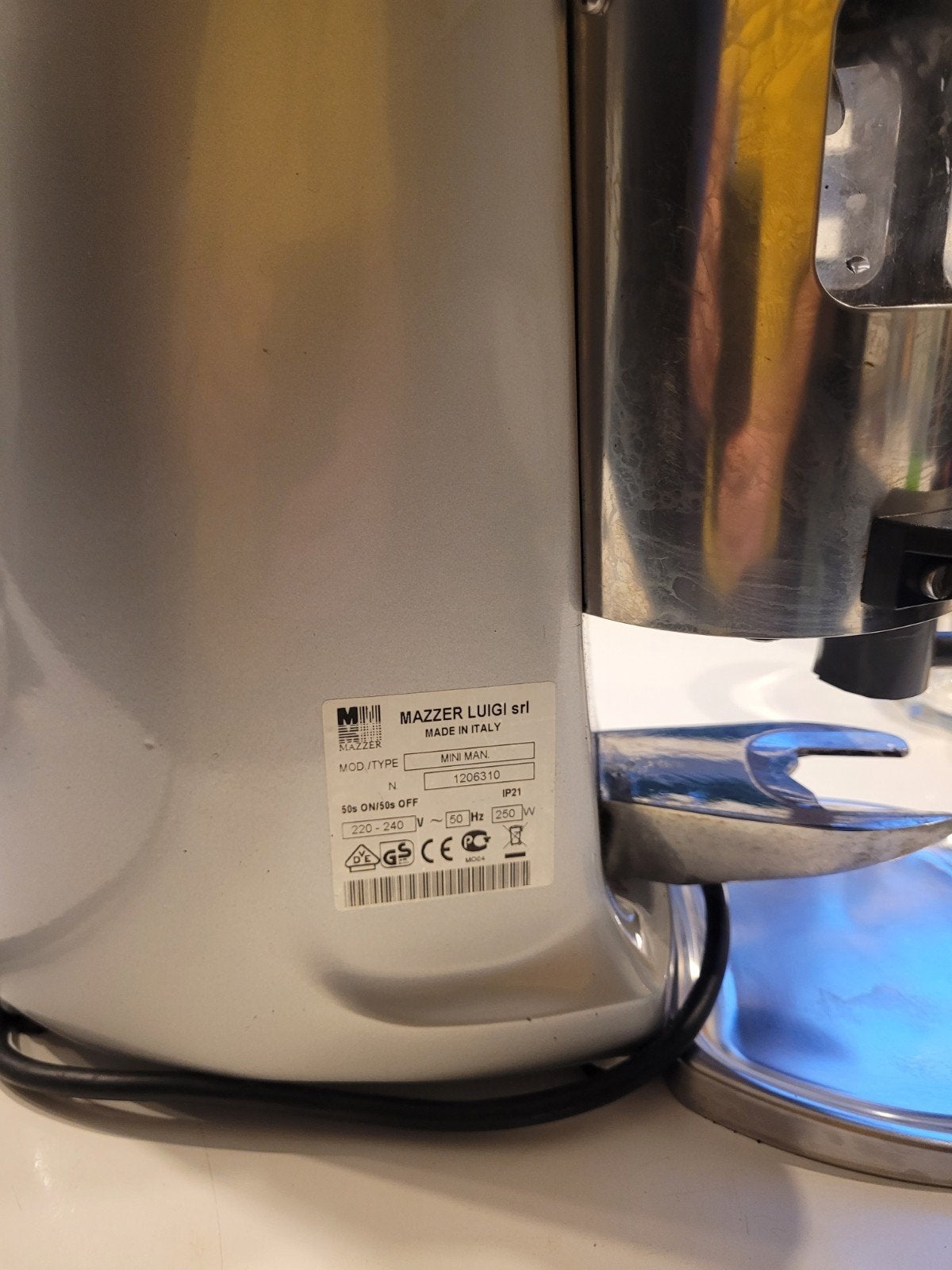 Mazzer Luigi Mini Koffiemolen, 10 kopjes of meer, Koffiemachine, Zo goed als nieuw, Koffiebonen