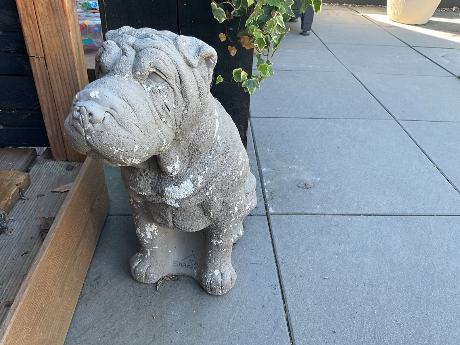 Betonnen Shar-Pei beeld - opknapper 35 cm hoog, Ophalen, Gebruikt, Grijs, Steen/keramiek