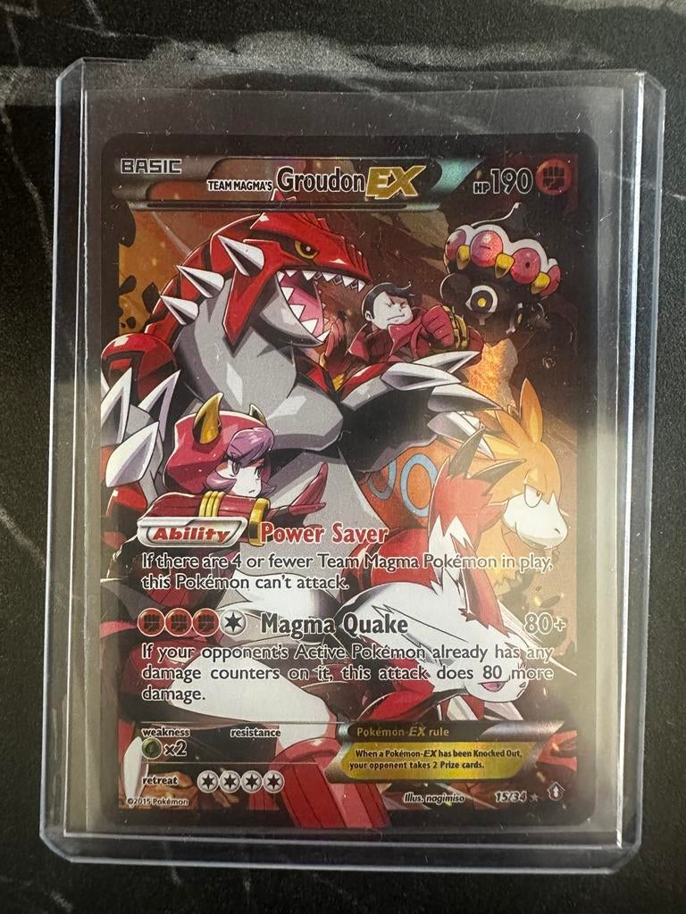 Team Magma's Groudon EX [Full Art] #15/34, Ophalen of Verzenden, Zo goed als nieuw, Losse kaart