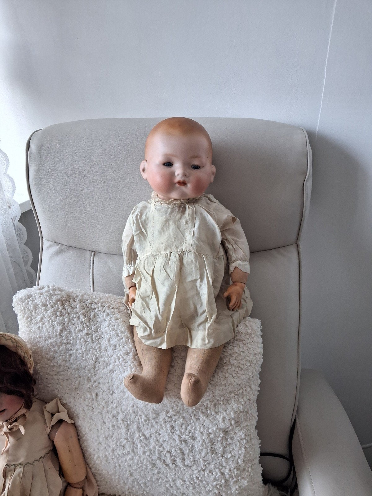 Antieke grote Dream baby 52 cm Zijden kleding, Verzamelen, Ophalen of Verzenden, Gebruikt, Pop