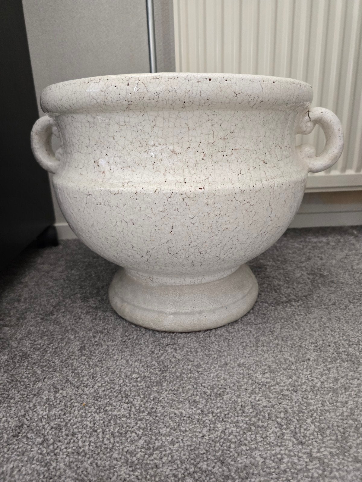 Grote Crème Witte Bloempot/Vaas met Oren - 45cm Doorsnede, Ophalen, Gebruikt