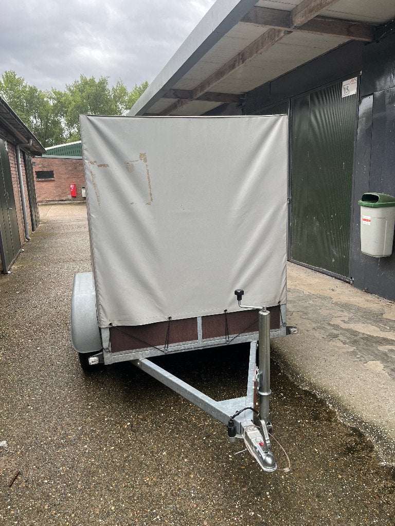 gebruikte dubbelas aanhanger met huif  2.57.m x 1.31.m, Ophalen, Zo goed als nieuw