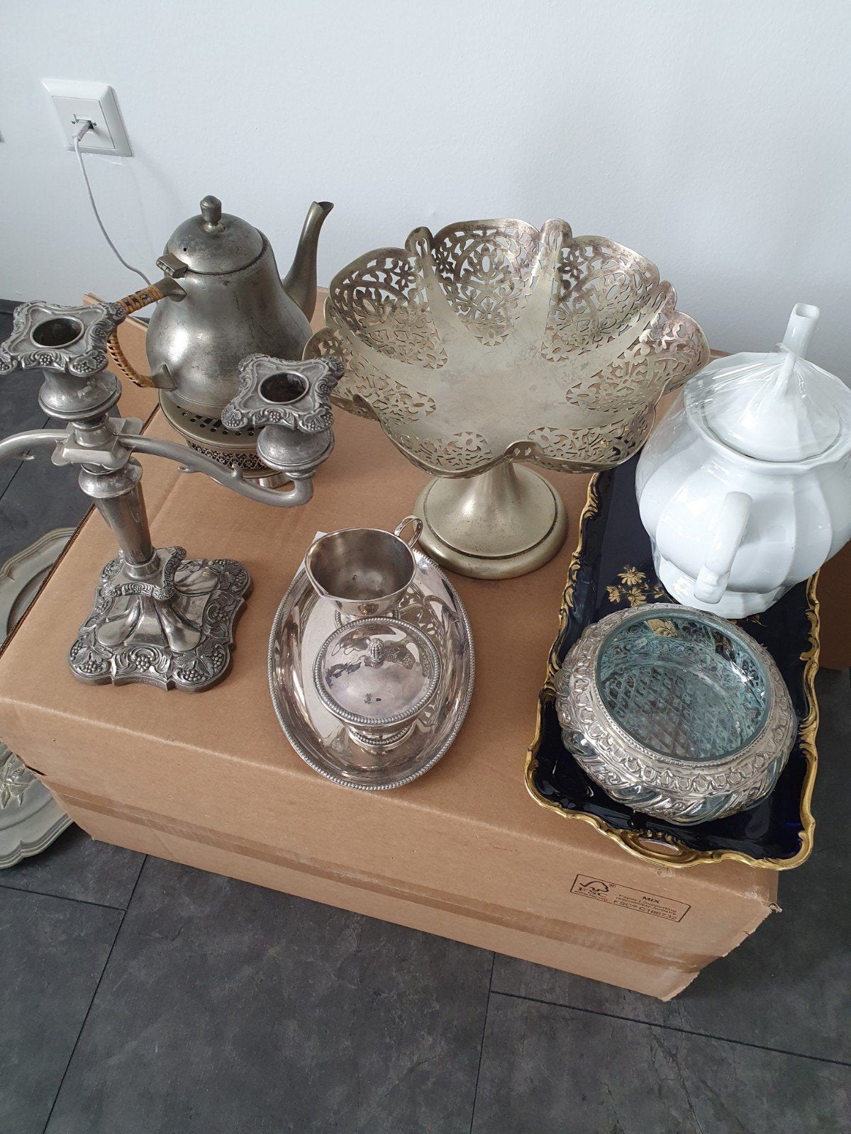 Diverse tin en verzilverde spullen, Ophalen of Verzenden, Metaal