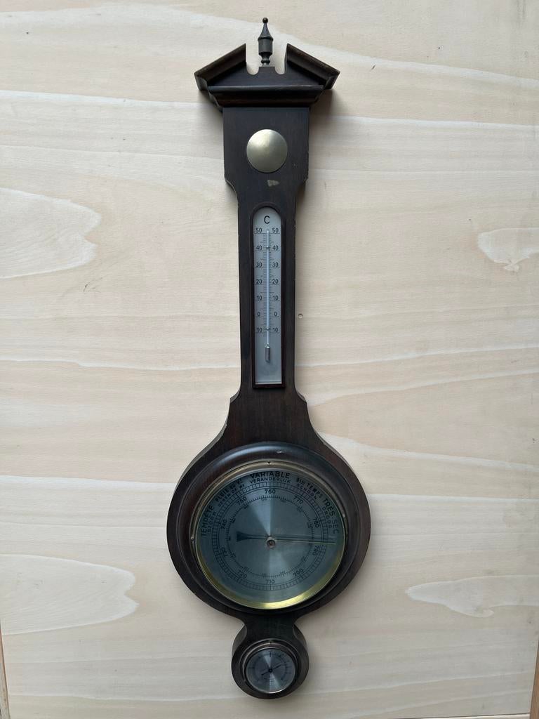 Antieke Barometer en Thermometer - 72cm, Ophalen, Gebruikt, Barometer