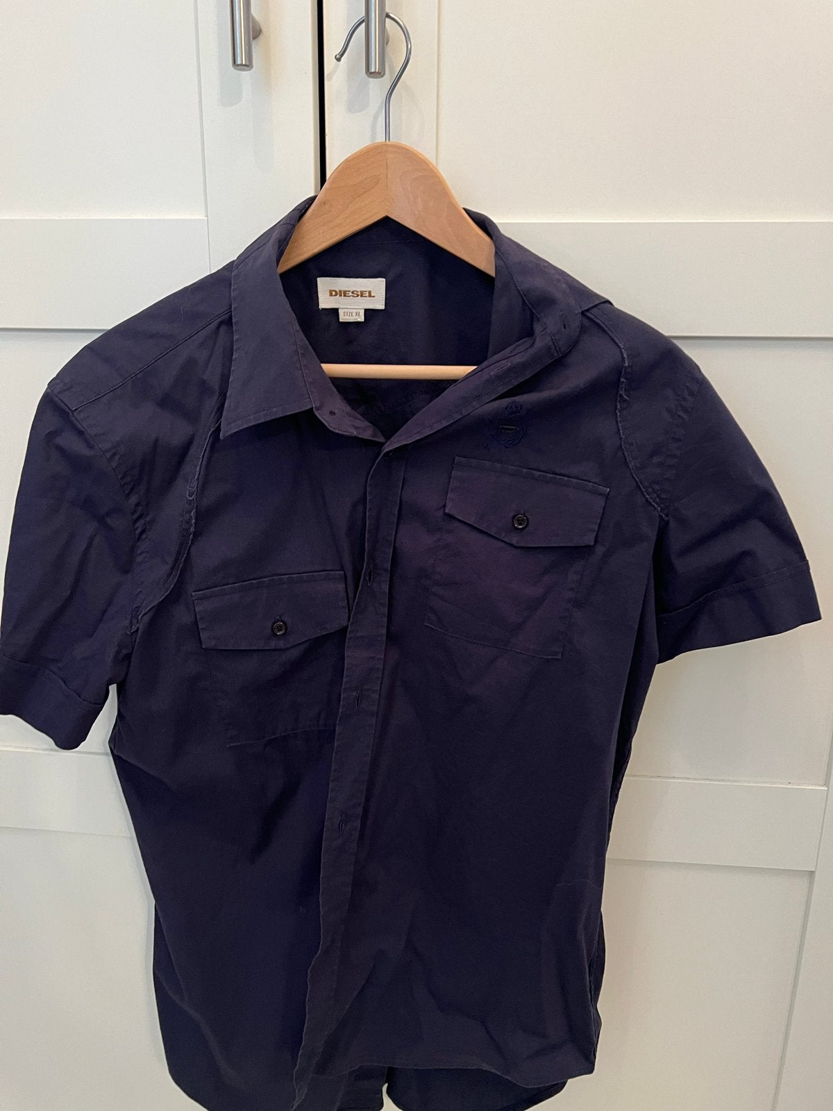 Diesel heren overhemd, maat XL, donkerblauw, Ophalen of Verzenden, Gedragen, Blauw, Halswijdte 43/44 (XL)
