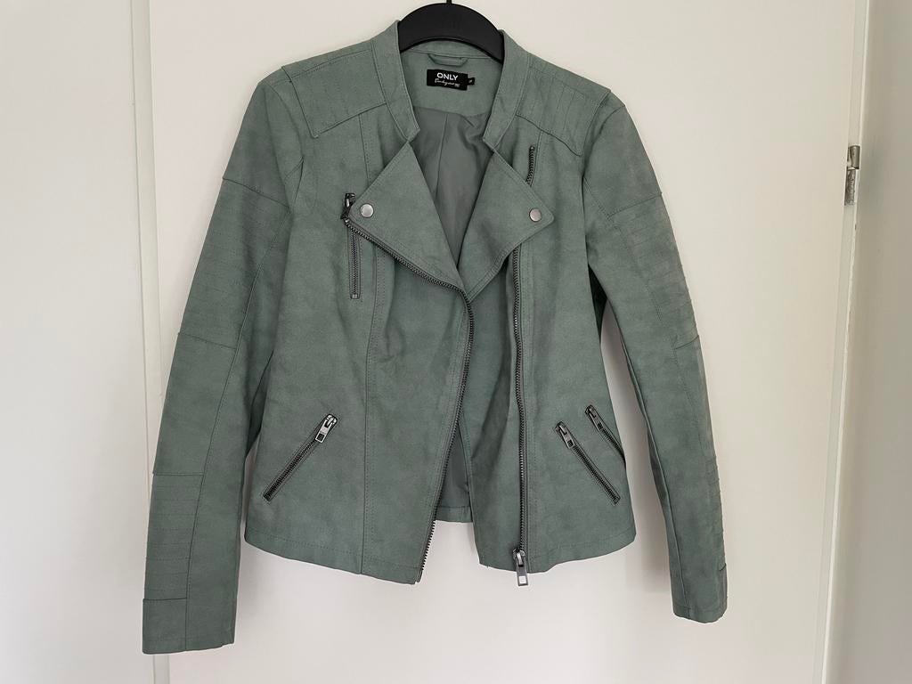 Mintkleur imitatieleer biker jasje van Only maat 38, Ophalen of Verzenden, Zo goed als nieuw, Maat 38/40 (M), Groen
