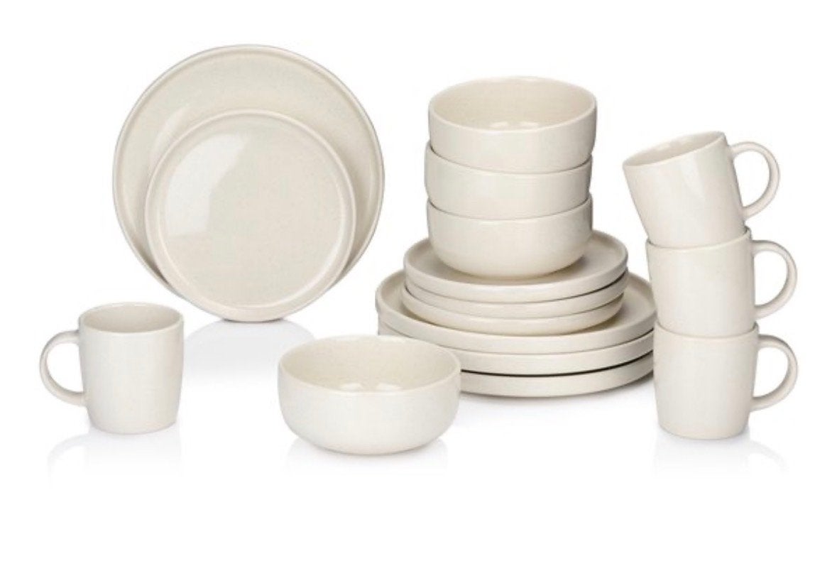 12 persoons 48 delig servies Crème Keramiek - Modern Design, Ophalen, Gebruikt, Overige merken, Keramiek