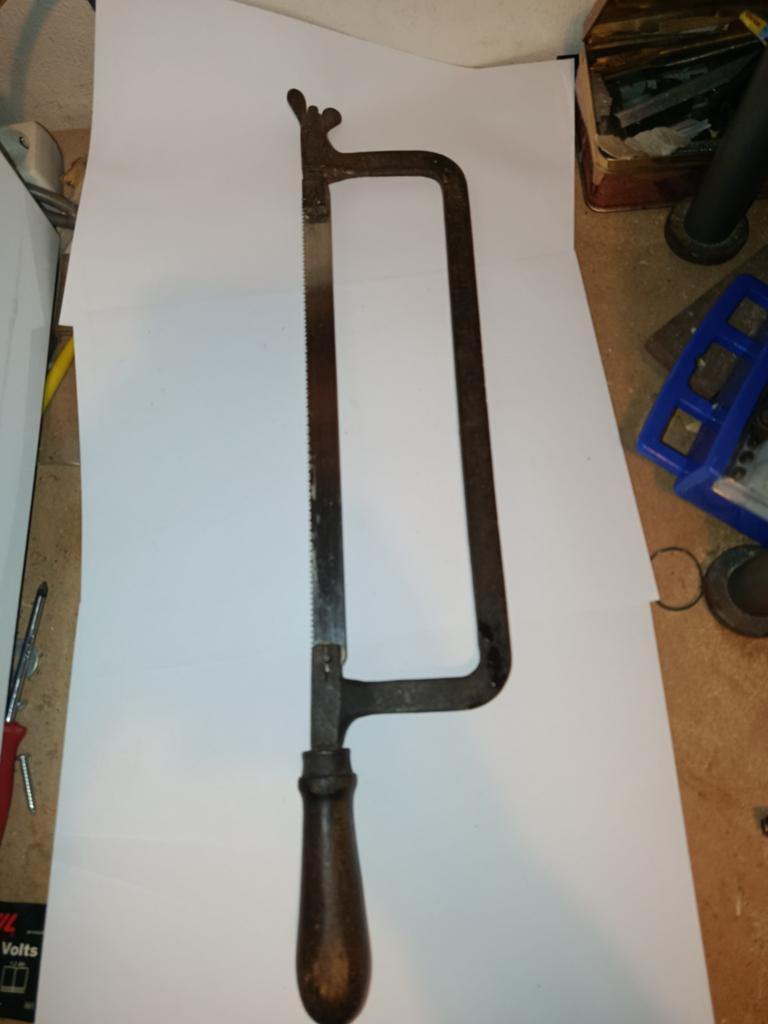 Vintage ijzerzaag met houten handvat, Ophalen of Verzenden