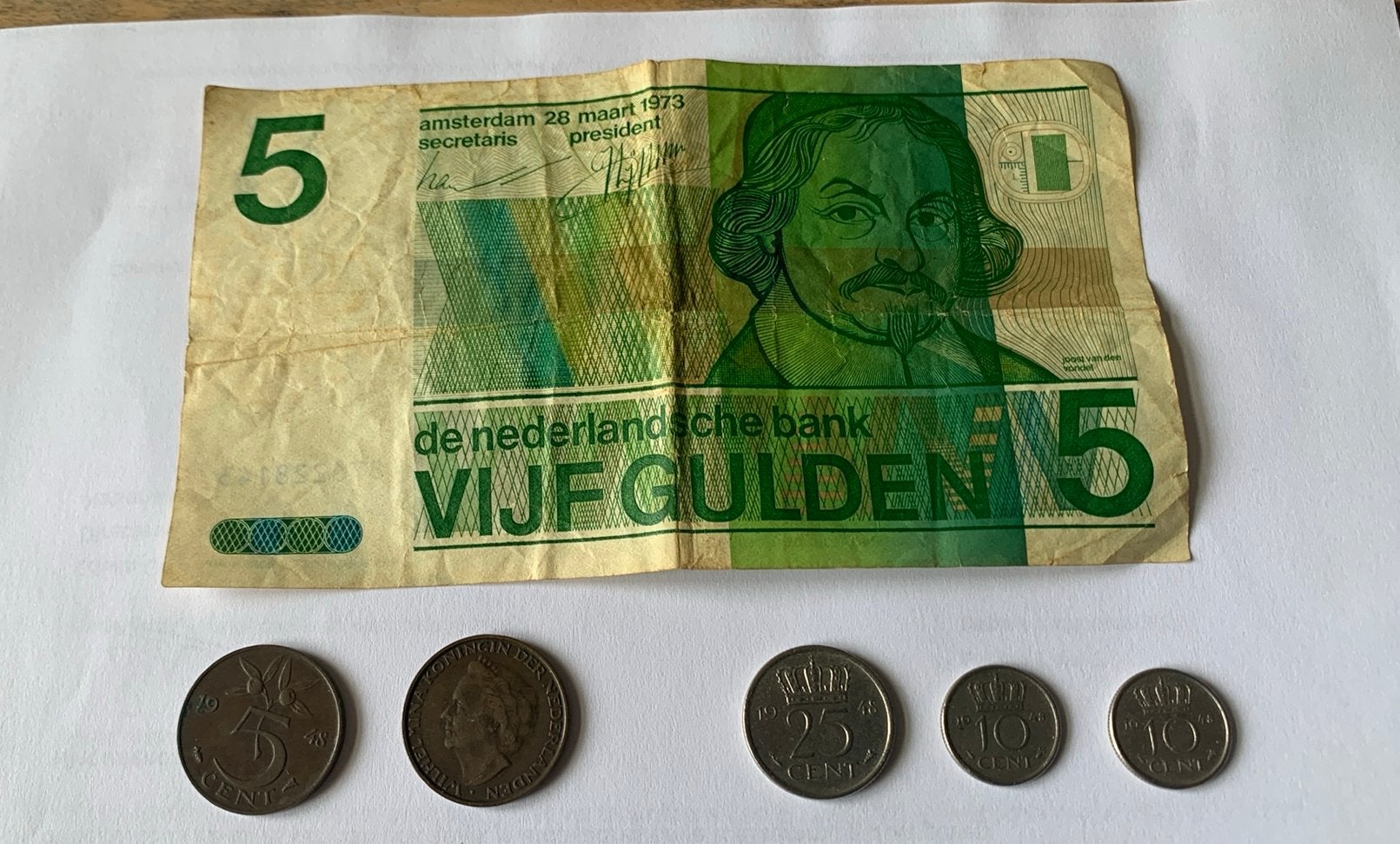5 gulden biljet en Wilhelmina muntjes, Ophalen of Verzenden, Nederland, Munten