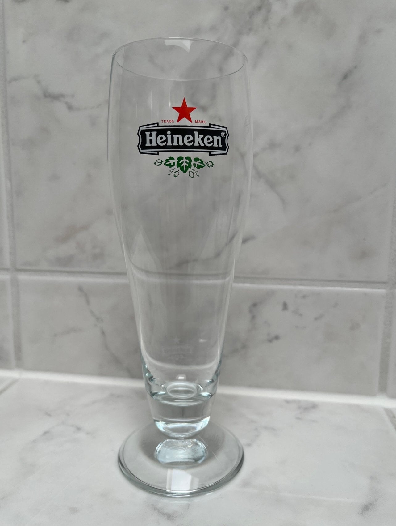 HEINEKEN GLAS - logo onderin geëtst, Ophalen of Verzenden, Zo goed als nieuw, Glas of Glazen, Heineken