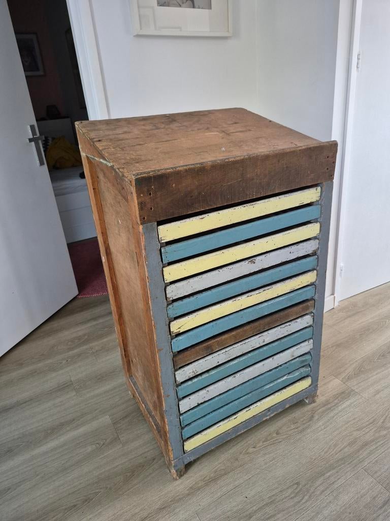 Letterkast met 14 laden vintage, Antiek en Kunst, Ophalen