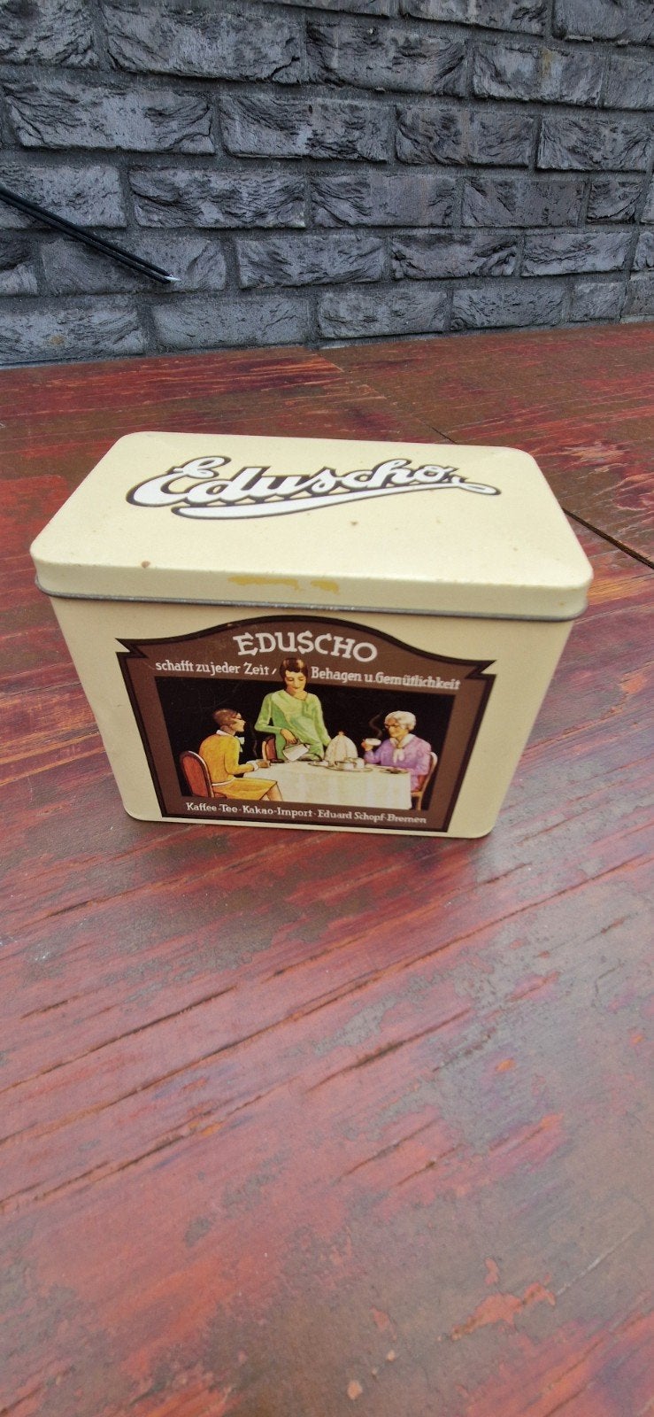 Vintage Eduscho Koffie Thee Cacao Blik - Eduard Schopf, Verzamelen, Blikken, Ophalen of Verzenden