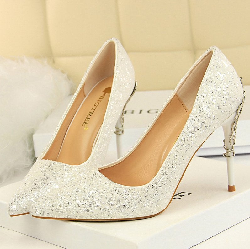 Hoge witte dames glitter hakken stiletto pumps glimmende, Kleding | Dames, Schoenen, Verzenden, Nieuw, Wit, Pumps