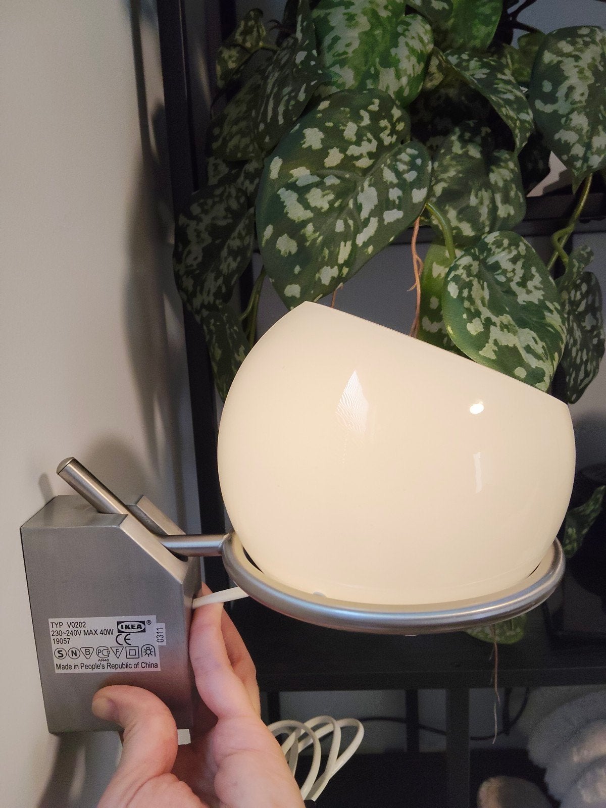 IKEA wandlamp V0202 - Vintage Spaceage bol lamp, Ophalen of Verzenden, Gebruikt