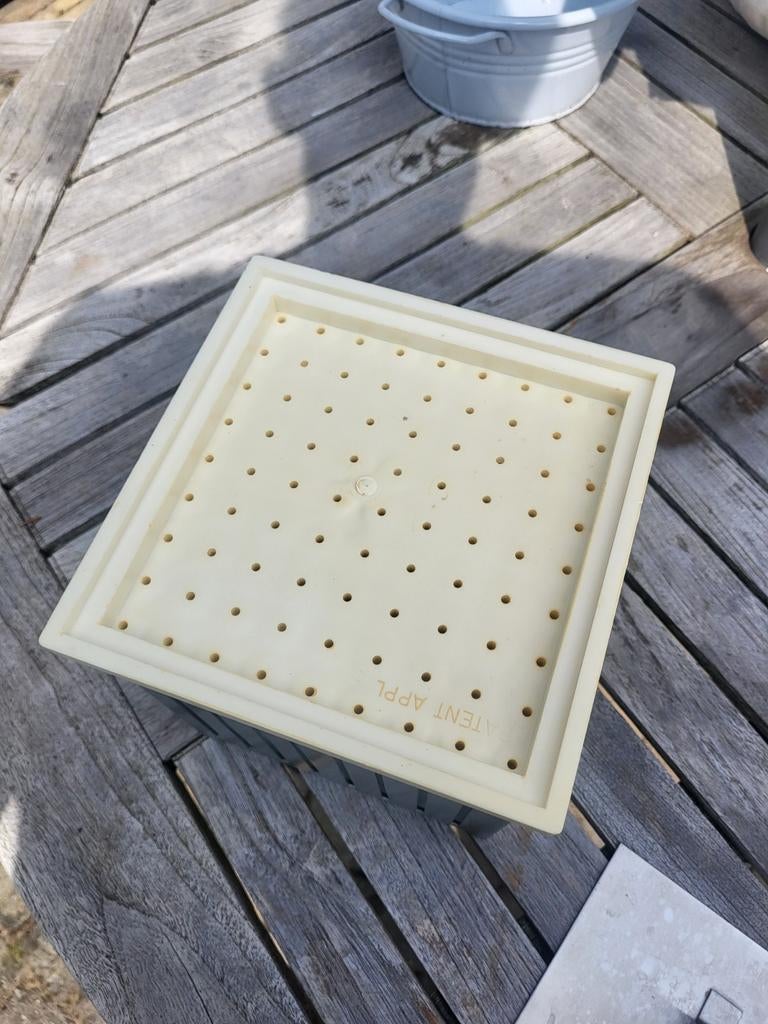 RVS Saté Snijblok met Mes - Perfecte Porties, Gebruikt, Snij-/serveerplank, Zilver, Ophalen of Verzenden