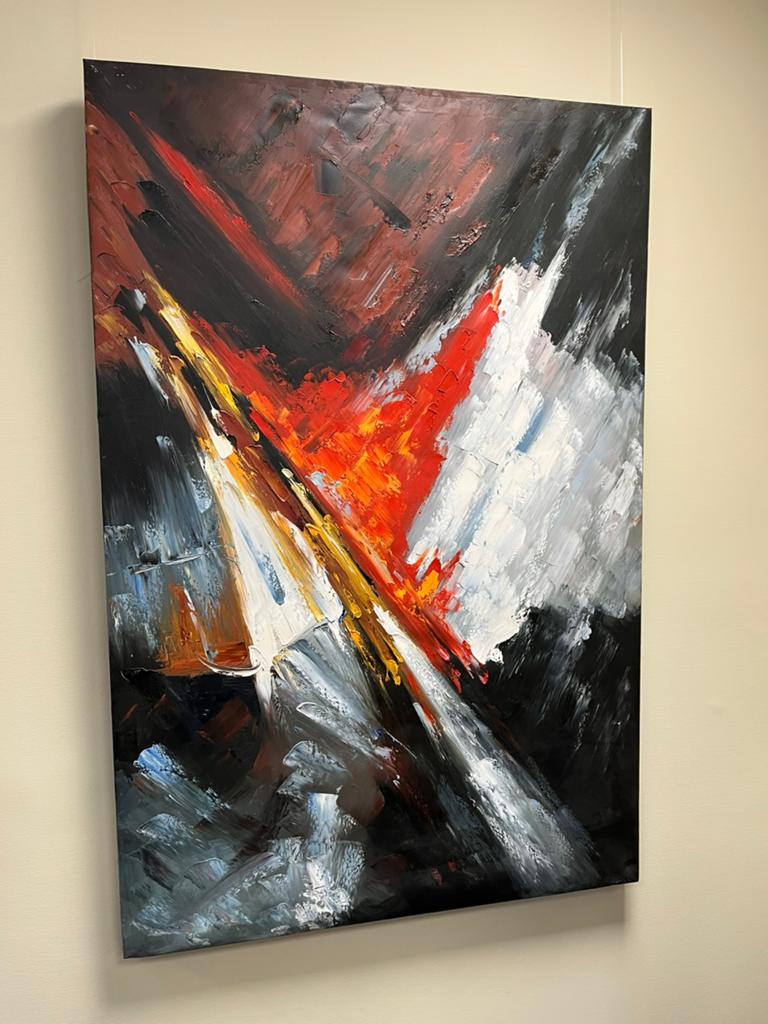 Bijzonder mooi groot schilderij, Antiek en Kunst, Kunst | Schilderijen | Abstract, Ophalen