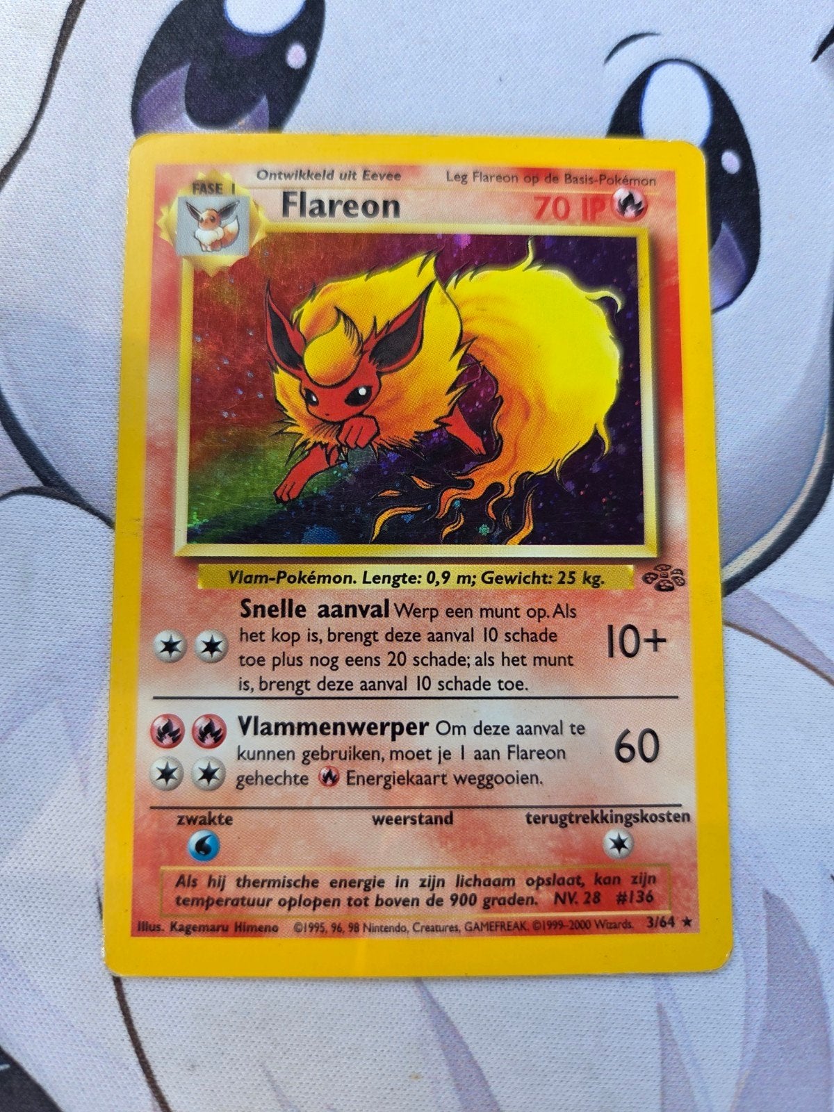 Flareon holo (JU 3) NL, Ophalen of Verzenden, Zo goed als nieuw