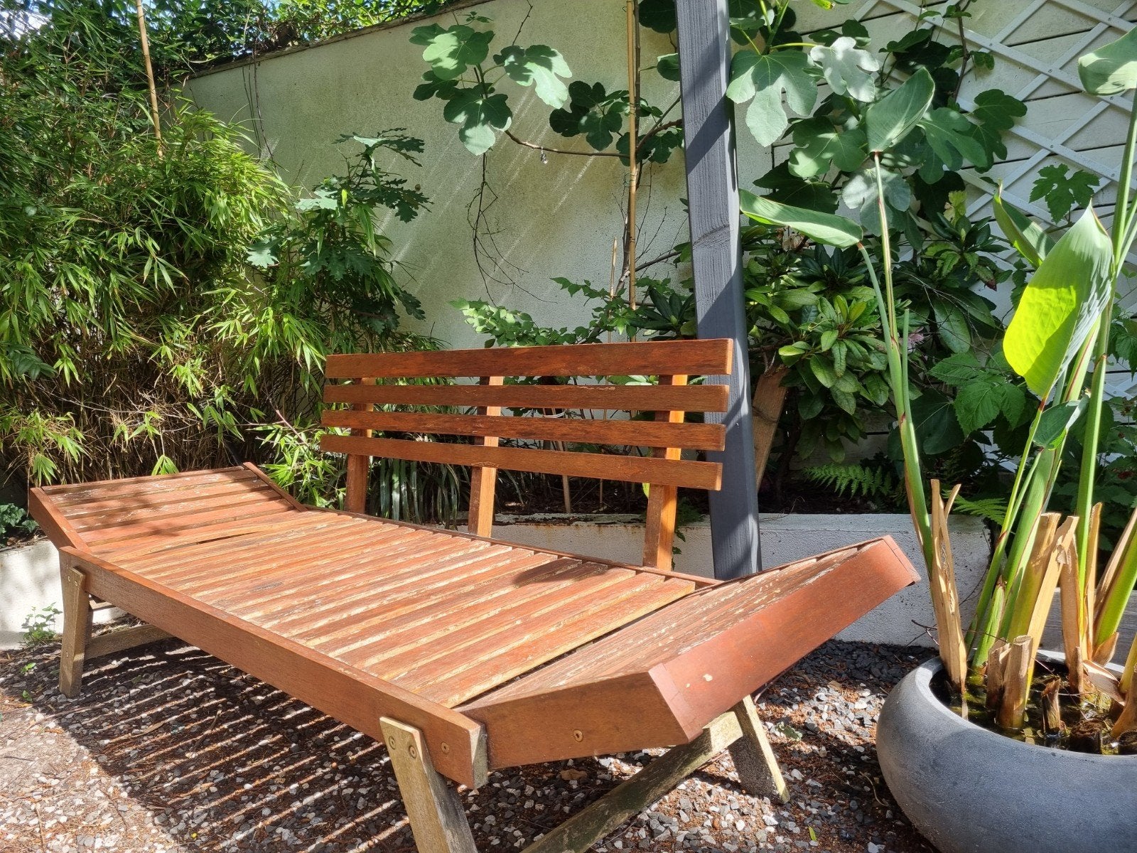 Houten tuinbank/loungebed, Ophalen, Gebruikt, Hout, Bank
