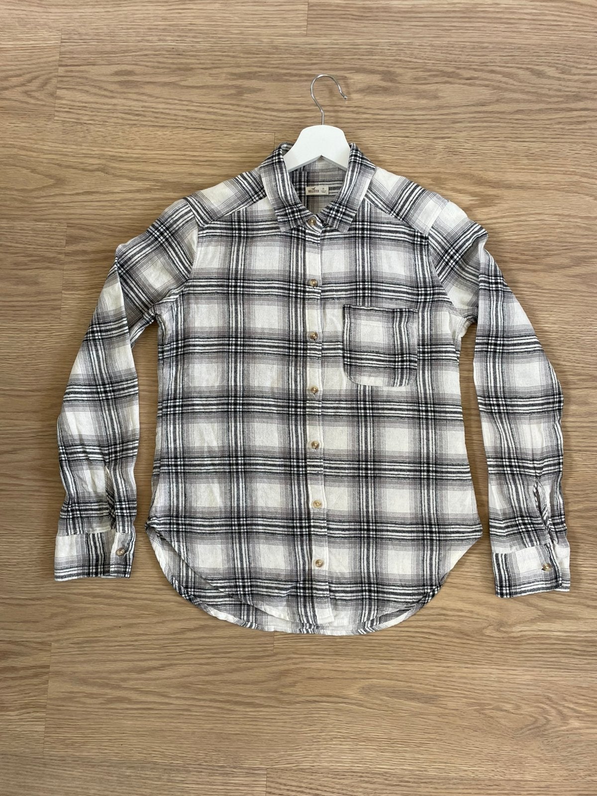 Leuke Hollister blouse grijs/wit geruit Dames Maat XS, Kleding | Dames, Ophalen of Verzenden, Zo goed als nieuw, Maat 34 (XS) of kleiner