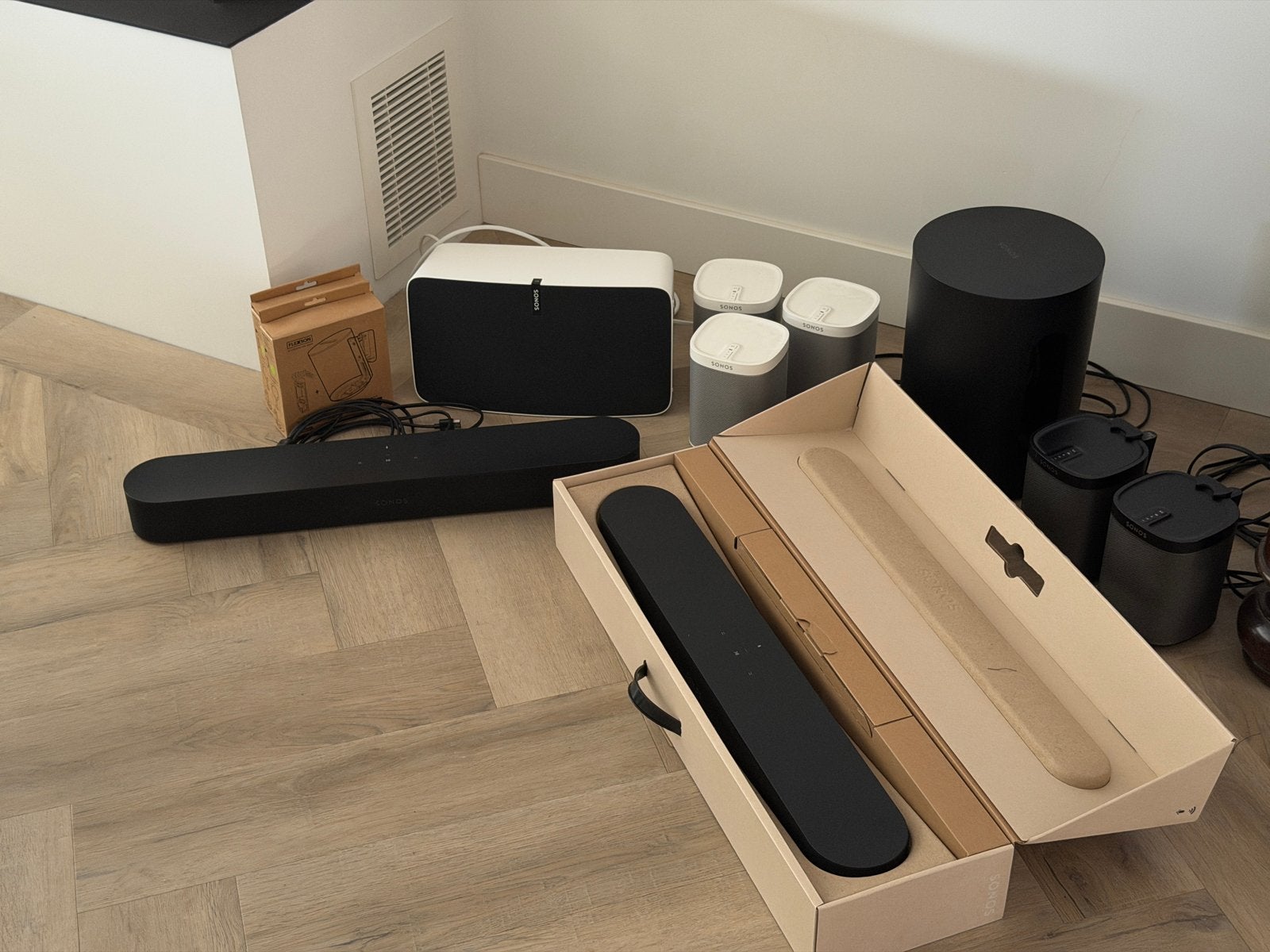 Sonos home cinema set surround compleet, Soundbar, 70 watt of meer, Zo goed als nieuw, Overige spelers