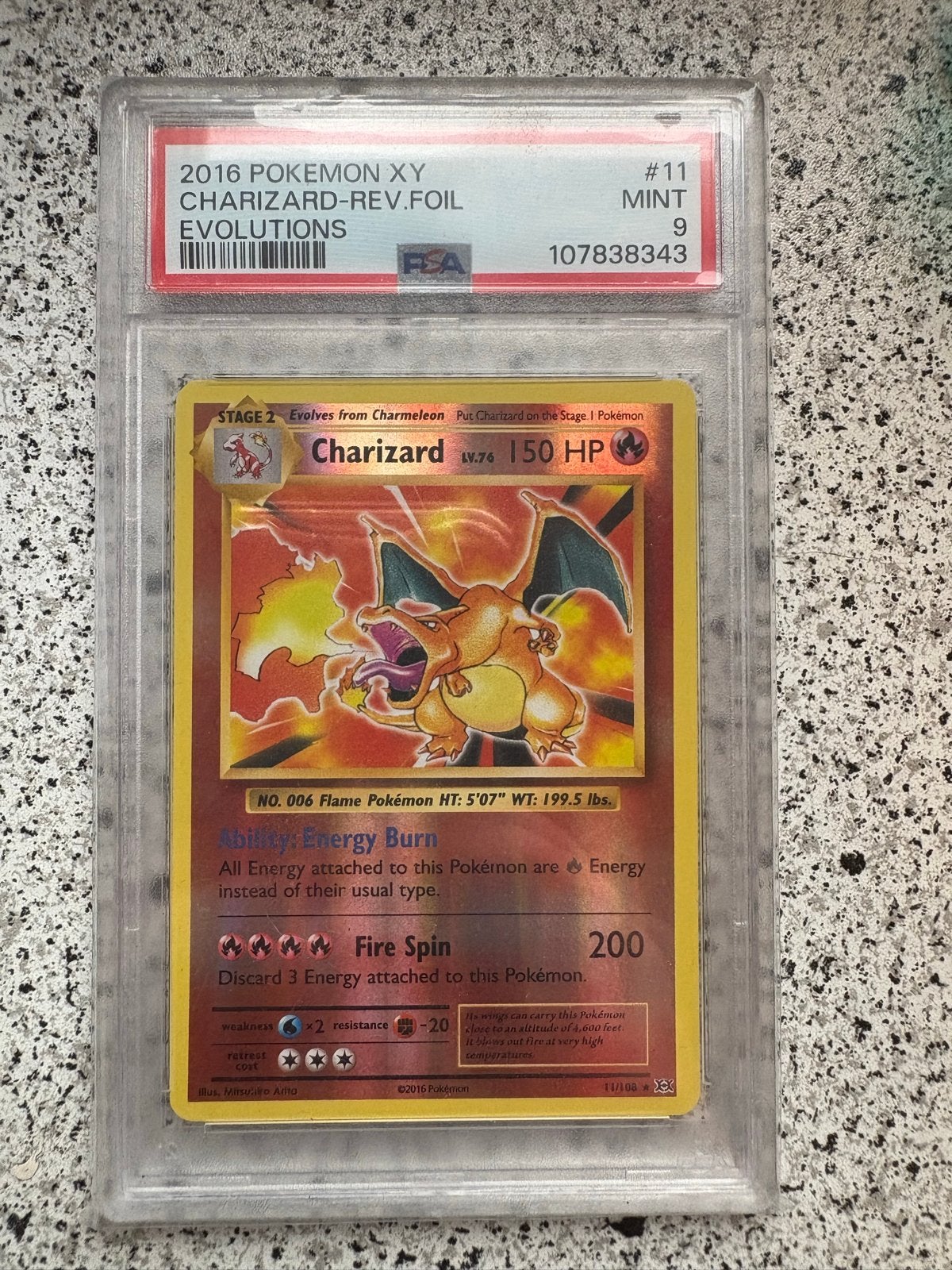 Charizard Evolutions Reverse Holo PSA 9, Ophalen of Verzenden, Zo goed als nieuw, Losse kaart, Foil