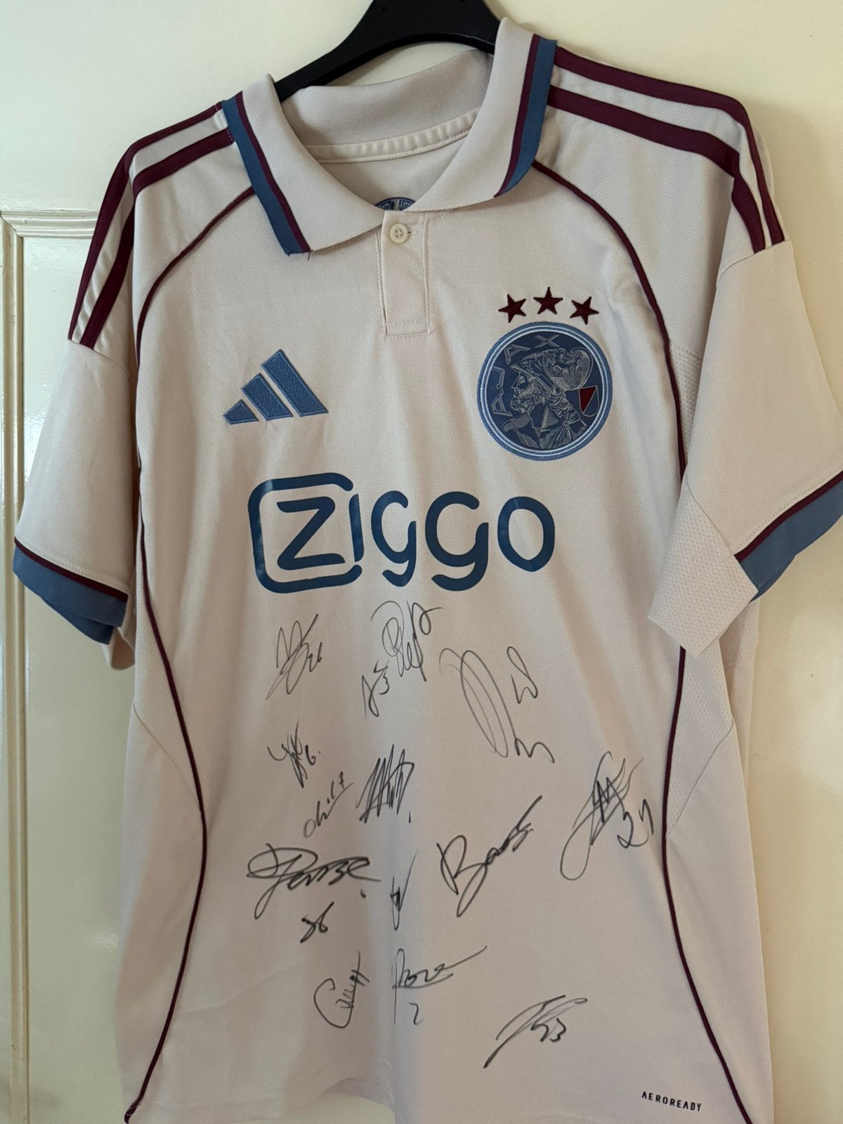 Ajax 2025/2026 gesigneerd shirt, Maat L, Ophalen of Verzenden, Zo goed als nieuw, Shirt