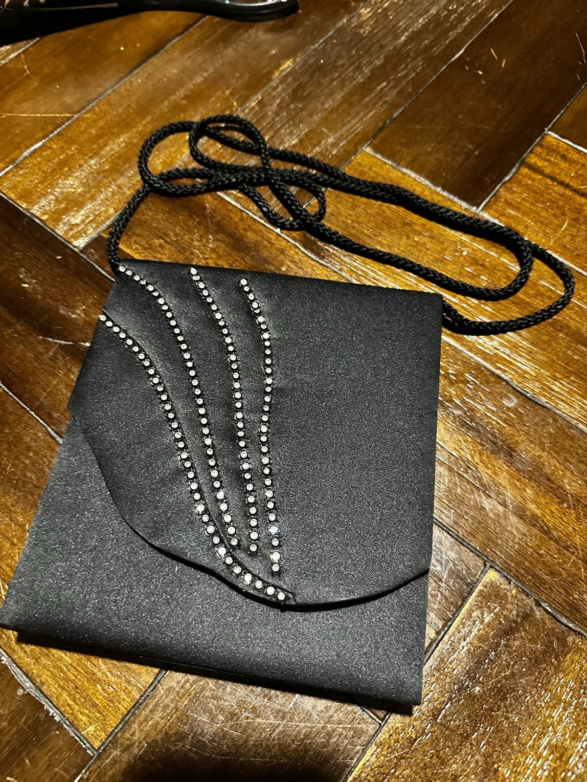 Zwart Avondtasje met Strass Steentjes, Ophalen of Verzenden, Gebruikt, Zwart, Avondtasje
