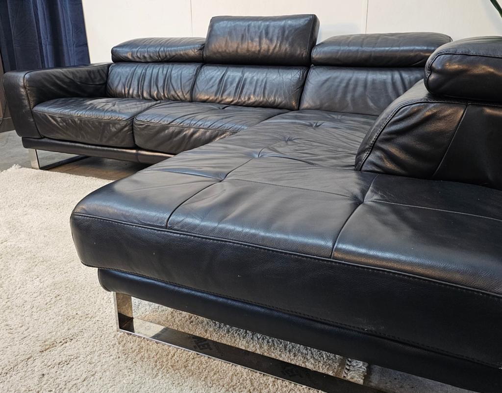 Leren Bank Zwart Montel - Verstelbare Hoofdsteunen, Leer, Ophalen of Verzenden, Tweelingenlaan 106, Nijhof Brothers Furniture