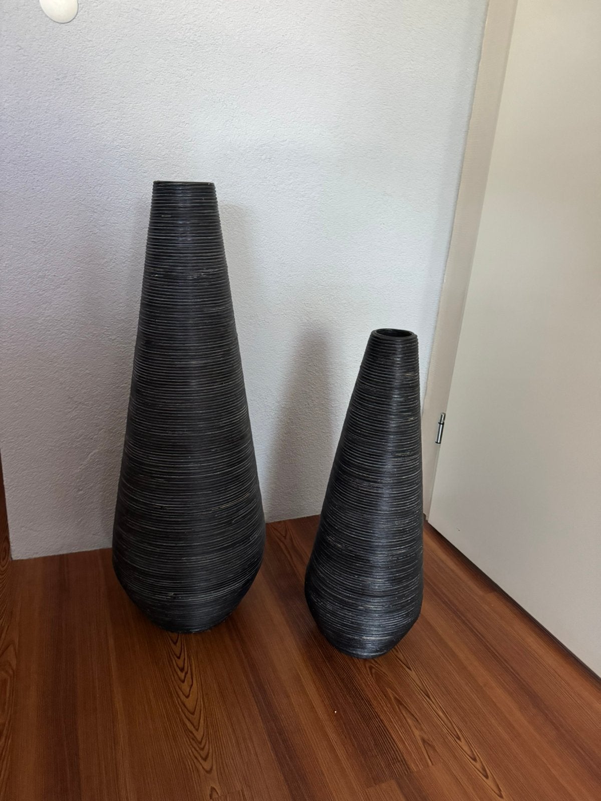 2 hoge rotan vazen, Ophalen, Zo goed als nieuw, Overige kleuren, Glas