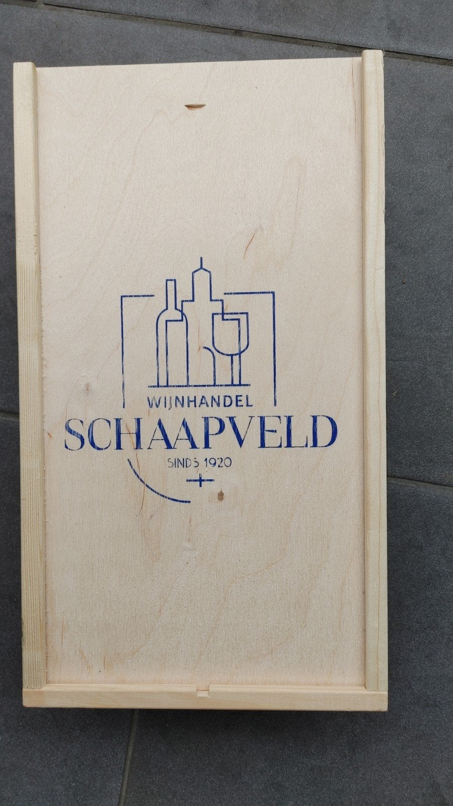 Houten wijnkist Schaapveld voor 2 flessen, Minder dan 50 cm, Minder dan 50 cm, Ophalen of Verzenden, Zo goed als nieuw