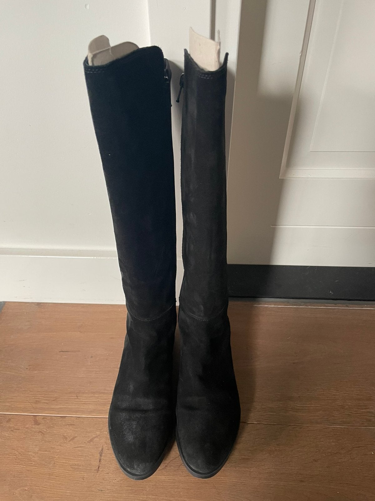 Dames lange zwarte suede laarzen mt 39 Manfield, Hoge laarzen, Zwart, Ophalen of Verzenden, Zo goed als nieuw