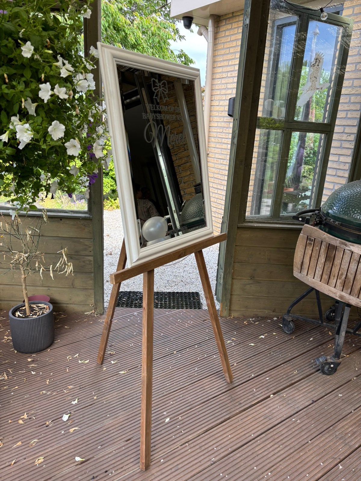 Houten welkomsstandaard/ schildersezel te huur, Hobby en Vrije tijd, Ophalen, Gebruikt, Geboorte of Huwelijk