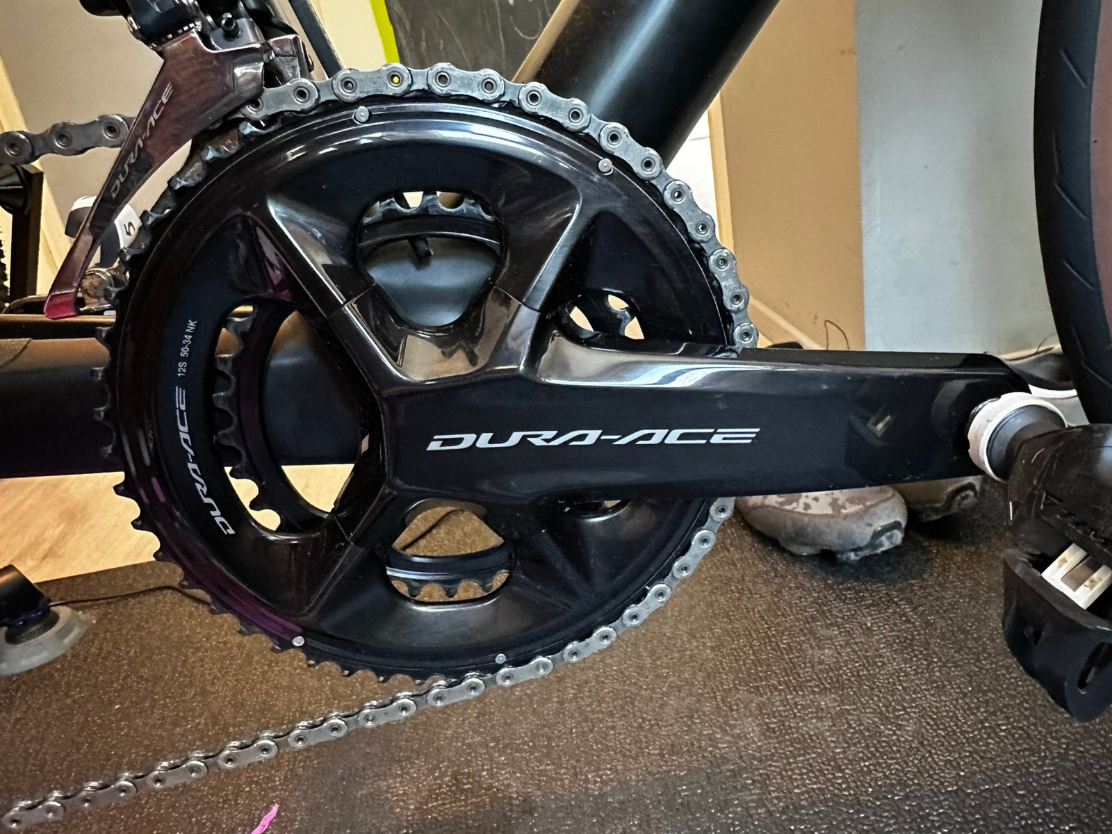 Dura Ace 9200 crank 172.5  - 50/34  kettingbladen., Crankstel of Pedalen, Gebruikt, Ophalen of Verzenden, Aluminium